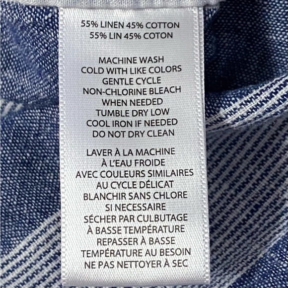 BEACHLUNCHLOUNGE/ Blue & White Striped Linen Blend Wide Leg Capri Pants Size S - Picture 4 of 10